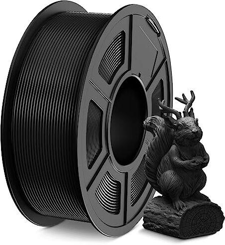 SUNLU Filamento PLA 1,75 mm, Avvolto in Modo Ordinato Filamento Stampante 3D PLA,Precisione dimensionale +/- 0,02 mm,Filamento 3D da 1 KG, per Maggior Parte delle Stampanti 3D, PLA Nero