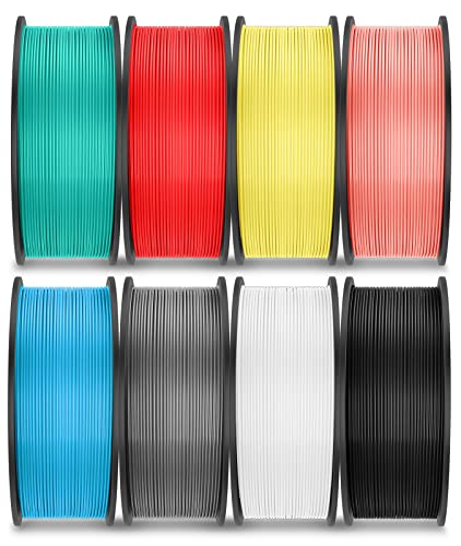 JAYO Filamento PLA Meta 1,75 mm, Filamento per Stampante 3D PLA Multicolore, Nero+Bianco+Grigio+Giallo+Blu+Verde+Rosa+Rosso, 8 Bobine da 2 kg, 250 g Per Bobina