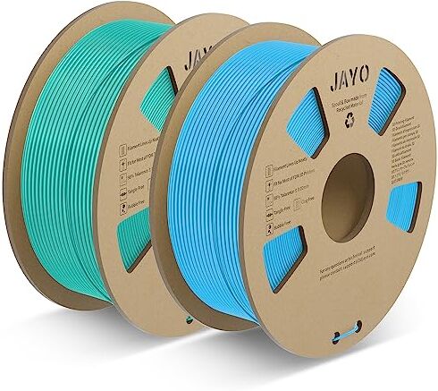 JAYO PLA Meta Filamento 1.75mm, Stampa Veloce per Stampante 3D, Migliore Fusione dei Filament, PLA Meta Blu + Verde Bobina da 2.2kg, Precisione Dimensionale +/- 0.02mm