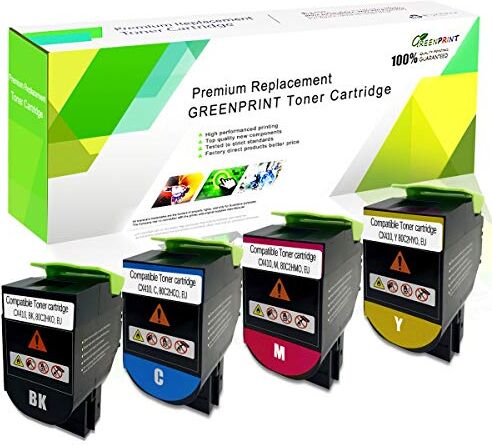 GREENPRINT Cartucce Toner Compatibili 4 Colori CX410 CX510 Alta Capacità 4000 Pagine BK, 3000 Pagine CMY per Stampanti Lexmark CX410de CX510de CX410dte CX410e CX510d the CX510dhe