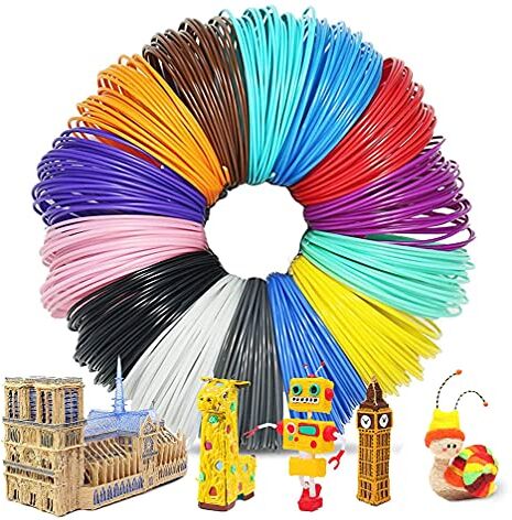 XINGHE 3D Pen Filament 1.75mm,PLA Filament Refills for 3D Pen/3D Printer,3D Pen Filament Compatible 3D Printing Pen,16 Colors 5 metri,PLA Multicolor 1.75mm