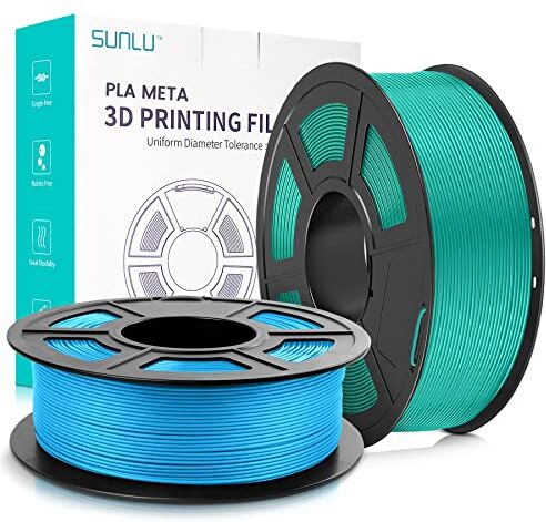 SUNLU Meta PLA Filamento 1.75mm, Neatly Wound PLA Meta Filamento, Durezza, Migliore Liquidità, Stampa Veloce per Stampante 3D, Precisione Dimensionale +/- 0.02 mm, 2KG (4.4lbs), Blu+Verde