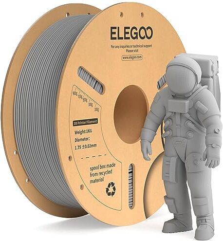 ELEGOO Filamento PLA+ 1.75mm Grigio 1KG, Filamento PLA Plus per Stampante 3D, Precisione Dimensionale +/- 0.02mm, Filamento per La Maggior Parte delle Stampanti 3D