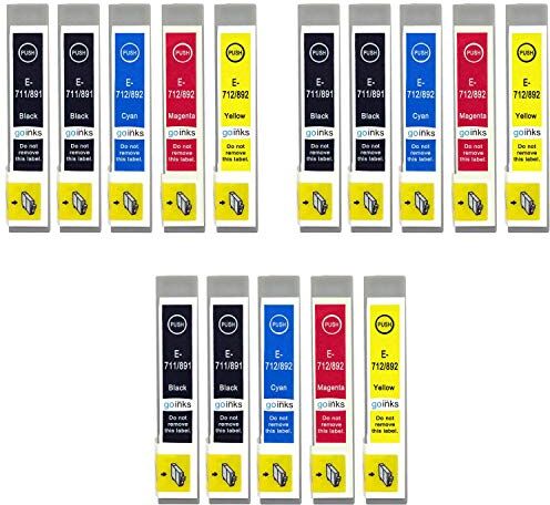 Go Inks 3 Set di 4 Cartucce d'inchiostro in più Nero per sostituire Epson T0715+711 Compatibile/non originale per Stampanti Epson Stylus (15 Inchiostri)