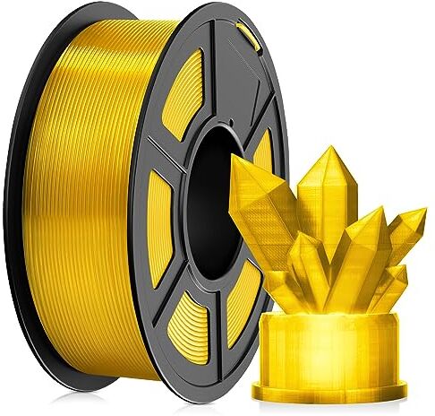 SUNLU PLA Filamento Trasparente 1.75mm, Stampante 3D Filamento trasparente 1kg PLA, Facile da Usare, Precisione Dimensionale +/-0.02mm (Trasparente Giallo)