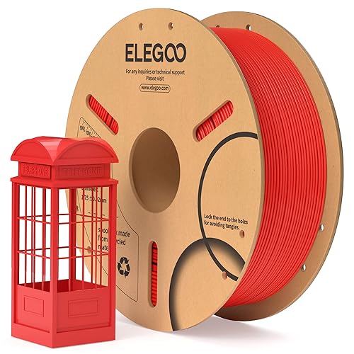ELEGOO Filamento PLA 1.75mm Rosso 1KG, Filamento per Stampante 3D, Precisione Dimensionale +/- 0.02mm, Filamento per La Maggior Parte delle Stampanti 3D