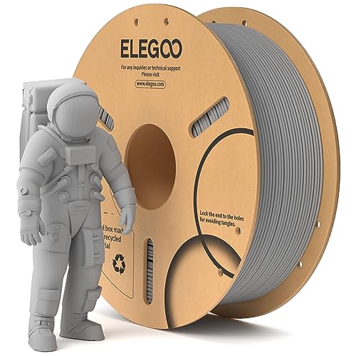 ELEGOO Filamento PLA 1.75mm Grigio 1KG, Filamento per Stampante 3D, Precisione Dimensionale +/- 0.02mm, Filamento per La Maggior Parte delle Stampanti 3D