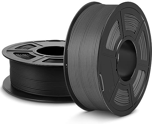 SUNLU Filamento Meta PLA 1.75 mm, Alta Tenacità, Migliore Liquidità Filamento PLA per Una Stampa 3D Più Veloce, Precisione Dimensionale +/- 0,02 mm, 2KG Nero+grigio