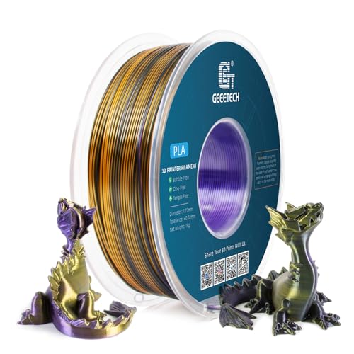 GEEETECH Tricolor Silk Filamento PLA 1,75 mm, filamento per stampante 3D, 1 KG/bobina, Silk Lilla/Oro Nero