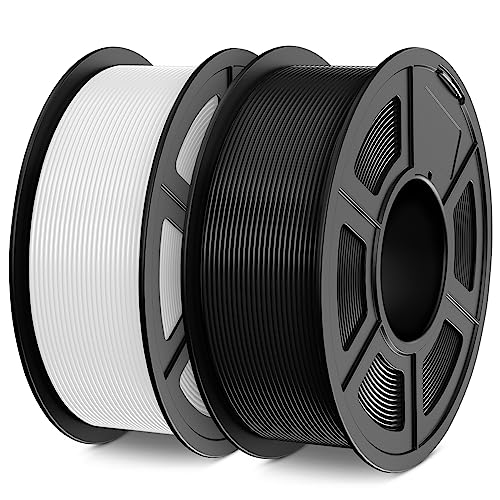 SUNLU Filamento PLA 1,75 mm, Avvolto in Modo Ordinato Filamento Stampante 3D PLA,Precisione dimensionale +/- 0,02 mm,Filamento 3D da 1 KG,2 Pack,per Maggior Parte delle Stampanti 3D, Nero+Bianco