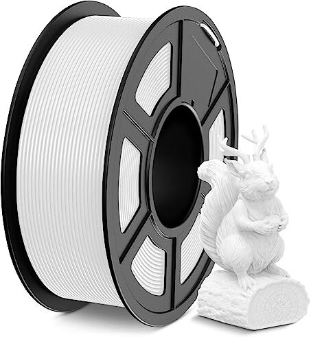 SUNLU Filamento PLA 1,75 mm, Avvolto in Modo Ordinato Filamento Stampante 3D PLA,Precisione dimensionale +/- 0,02 mm,Filamento 3D da 1 KG, per Maggior Parte delle Stampanti 3D, PLA Bianco