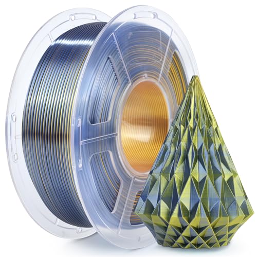 SUNLU Silk PLA Plus Filamento per stampante 3D, filamento PLA+ lucido a doppio colore da 1.75mm, 360° svela vari colori, precisione dimensionale +/- 0.02mm, bobina da 1kg (2.2 libbre), Oro Nero Seta