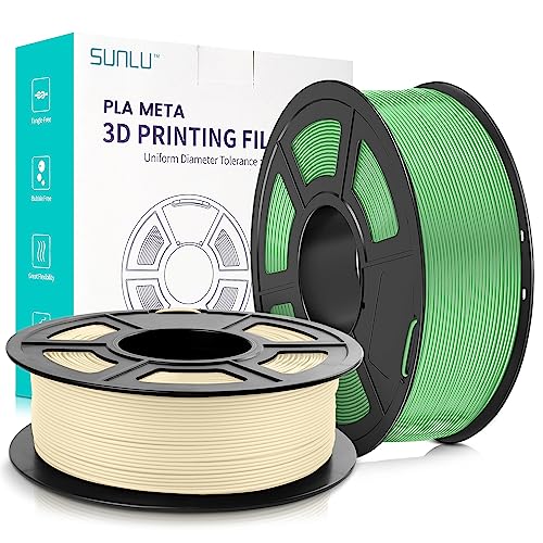 SUNLU Meta PLA Filamento 1.75mm, Neatly Wound PLA Meta Filamento, Durezza, Migliore Liquidità, Stampa Veloce per Stampante 3D, Precisione Dimensionale +/- 0.02 mm, 2KG (4.4lb), Bianco Crema+Verde Mela