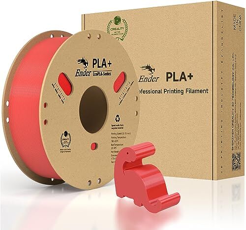 Creality Filamento ufficiale  PLA+, 1,75 mm, PLA Plus, filamento per stampante 3D professionale, più resistente, scorrevole, precisione dimensionale +/- 0,02 mm, bobina di cartone da 1 kg (rosso)