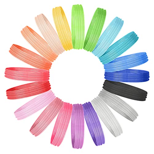 Cuyacili Filamento PLA per penna 3D, 20 colori 3D Pen Filamento Ricarica 5m / 16,4 piedi Filamento Penna 3D Colore casuale 20pcs