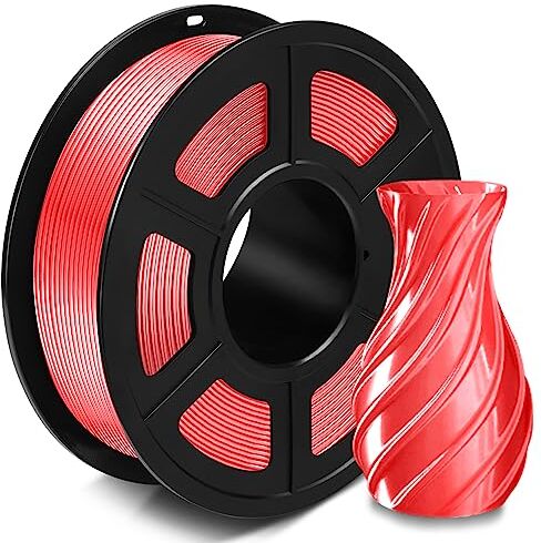 SUNLU Filamento Silk PLA+ 1.75mm, Filamento stampante 3D Lucido, Filamento PLA Plus con Superficie di Stampa Lucida, Precisione Dimensionale +/- 0.02 mm, 1KG Anguria rossa Seta