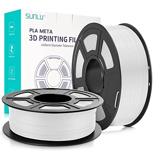 SUNLU Meta PLA Filamento 1.75mm, Neatly Wound PLA Meta Filamento, Durezza, Migliore Liquidità, Stampa Veloce per Stampante 3D, Precisione Dimensionale +/- 0.02 mm, 2KG (4.4lbs), Bianco+Bianco