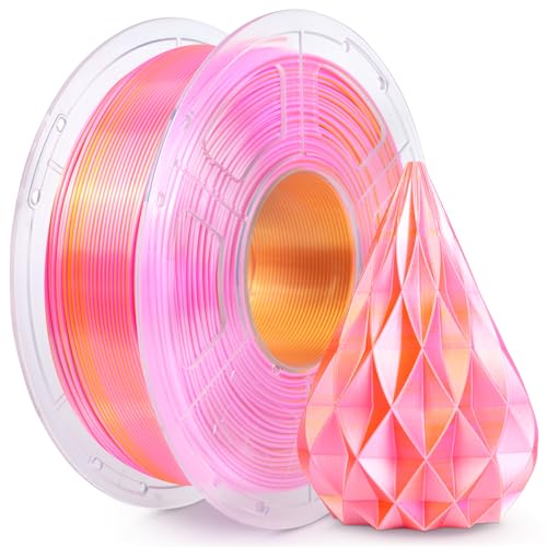 SUNLU Silk PLA Plus Filamento per stampante 3D, filamento PLA+ lucido a doppio colore da 1.75mm, 360° svela vari colori, precisione dimensionale +/- 0.02mm, bobina da 1kg (2.2 libbre), Oro Rosa Seta