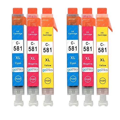 Go Inks 2 Set di 3 C/M/Y Cartucce d'inchiostro per sostituire CLI-581 compatibile/non-OEM per Stampanti PIXMA (6 Inchiostri)