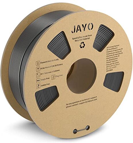 JAYO PLA+ Filamento 1.75mm, Filamento PLA Plus Stampante 3D, Bobina da PLA+ Grigio 1.1kg, Precisione Dimensionale +/- 0.02mm