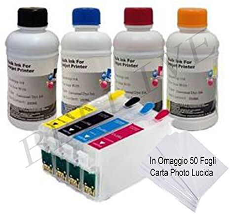 BELLIEVESTORE KIT 4 CARTUCCE VUOTE RICARICABILI CON CHIP AUTORESET+4 X 250ML INCHIOSTRI DI RICARICA COMPATIBILE per Epson T1811 T1812 T1813 T1814 XP-305 / XP-402 / XP-102 / XP-202 / XP-205 / XP-405 / XP-302 / XP-30 / XP-215 / XP-312 / XP-315 / XP-412 / XP