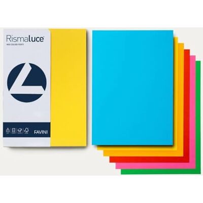 Favini Rismaluce Small A4 200gr 50fg 5 Colori Forti Assortiti Favini Rismaluce Small A4 200gr 50fg 5 Colori Forti Assortiti