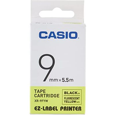Casio EZ Label Printer fluoreszierendes nastro autoadesivo 9 mm x 5,5 m NERO SU Giallo Casio EZ Label Printer fluoreszierendes nastro autoadesivo 9 mm x 5,5 m NERO SU Giallo