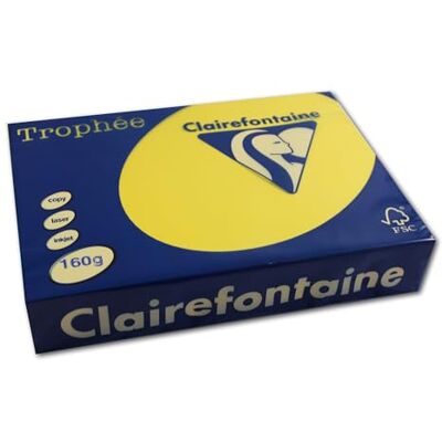 Clairefontaine Ries 1029C Carta per stampante/fotocopiatrice Trophee, colori intensi, DIN A4, 160 g, 250 fogli, giallo canarino, 1 ries Clairefontaine Ries 1029C Carta per stampante/fotocopiatrice Trophee, colori intensi, DIN A4, 160 g, 250 fogli, giallo canarino, 1 ries