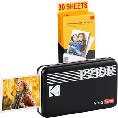 Kodak Mini stampante P210 Retro 2 + cartuccia e carta per 30 foto, stampante collegata Bluetooth, foto formato CB 5,3 x 8,6 cm, batteria al litio, sublimazione termica 4Pass Kodak Mini stampante P210 Retro 2 + cartuccia e carta per 30 foto, stampante collegata Bluetooth, foto formato CB 5,3 x 8,6 cm, batteria al litio, sublimazione termica 4Pass