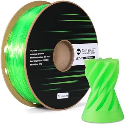 sainsmart Filamento TPU traslucido ad alta fluidità, 1,75 mm, per stampa ad alta velocità 500 mm/s, 1 kg, verde sainsmart Filamento TPU traslucido ad alta fluidità, 1,75 mm, per stampa ad alta velocità 500 mm/s, 1 kg, verde