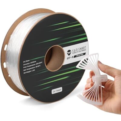 sainsmart GT-3 Filamento flessibile in TPU per stampante 3D da 1,75 mm, per stampa ad alta velocità, 500 mm/s, resistente ai raggi UV, trasparente, bo sainsmart GT-3 Filamento flessibile in TPU per stampante 3D da 1,75 mm, per stampa ad alta velocità, 500 mm/s, resistente ai raggi UV, trasparente, bo