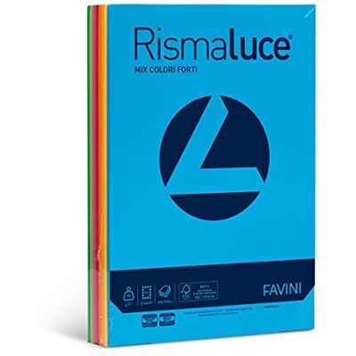 Favini A66X314 Rismaluce Mix Risma di Carta da 90gr 300 fogli assortiti in 8 colori intensi formato A4 (21x29,7cm) Made in Italy Favini A66X314 Rismaluce Mix Risma di Carta da 90gr 300 fogli assortiti in 8 colori intensi formato A4 (21x29,7cm) Made in Italy