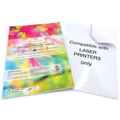 EVG 20 Fogli A4 Bianco Lucido Impermeabile (PVC) Carta adesiva in vinile autoadesiva, compatibile con stampanti laser, carta per stampa adesiva ad alta definizione EVG 20 Fogli A4 Bianco Lucido Impermeabile (PVC) Carta adesiva in vinile autoadesiva, compatibile con stampanti laser, carta per stampa adesiva ad alta definizione
