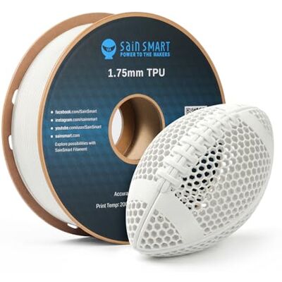 sainsmart Filamento TPU da 1,75 mm, confezione da 1 kg (2,2 libbre) in TPU flessibile 95A, precisione ±0,05 mm, filamento per stampanti 3D, compatibile con la maggior parte delle stampanti FDM, bianco sainsmart Filamento TPU da 1,75 mm, confezione da 1 kg (2,2 libbre) in TPU flessibile 95A, precisione ±0,05 mm, filamento per stampanti 3D, compatibile con la maggior parte delle stampanti FDM, bianco