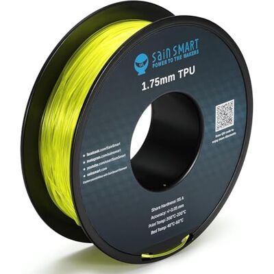 sainsmart Yellow Flexible TPU 3D Printing Filament, 1.75 mm, 0.8 kg, Dimensional Accuracy +/- 0.05 mm sainsmart Yellow Flexible TPU 3D Printing Filament, 1.75 mm, 0.8 kg, Dimensional Accuracy +/- 0.05 mm