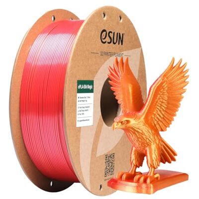 eSUN Silk Filamento PLA a doppio colore da 1,75 mm, filamento per stampa 3D in coestrusione Silk Magic PLA, colore sfumato che cambia bobina da 1 kg (2,2 libbre) (Silk Oro Rosso, 1KG) eSUN Silk Filamento PLA a doppio colore da 1,75 mm, filamento per stampa 3D in coestrusione Silk Magic PLA, colore sfumato che cambia bobina da 1 kg (2,2 libbre) (Silk Oro Rosso, 1KG)