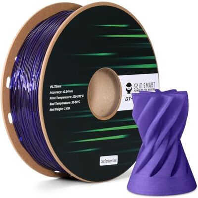 sainsmart Filamento TPU 1.75mm GT-3 Trasparente Viola Filamento Stampante 3D Flessibile per Stampa Alta Velocità 500mm/s, Resistente ai raggi UV, bobina da 1kg sainsmart Filamento TPU 1.75mm GT-3 Trasparente Viola Filamento Stampante 3D Flessibile per Stampa Alta Velocità 500mm/s, Resistente ai raggi UV, bobina da 1kg