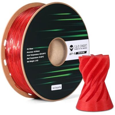 sainsmart Filamento TPU traslucido ad alta fluidità, 1,75 mm, per stampa ad alta velocità 500 mm/s, 1 kg, rosso sainsmart Filamento TPU traslucido ad alta fluidità, 1,75 mm, per stampa ad alta velocità 500 mm/s, 1 kg, rosso