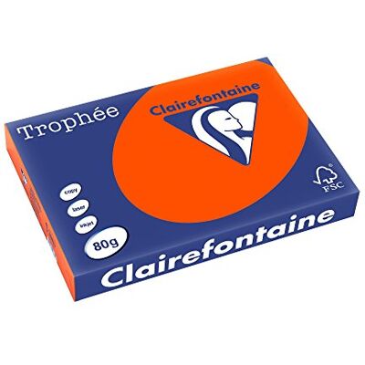 Clairefontaine Trophee risma da 500 fogli di carta colorata fogli A3, 80 g; Cardinal rosso Clairefontaine Trophee risma da 500 fogli di carta colorata fogli A3, 80 g; Cardinal rosso