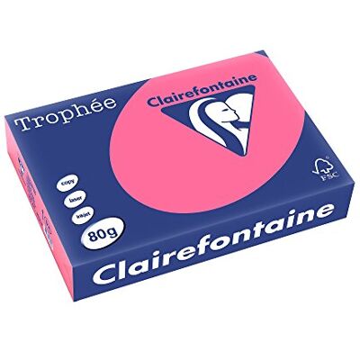 Clairefontaine Trophée 1771C, 500 Fogli di Carta Colorata, Rosa Fucsia Clairefontaine Trophée 1771C, 500 Fogli di Carta Colorata, Rosa Fucsia