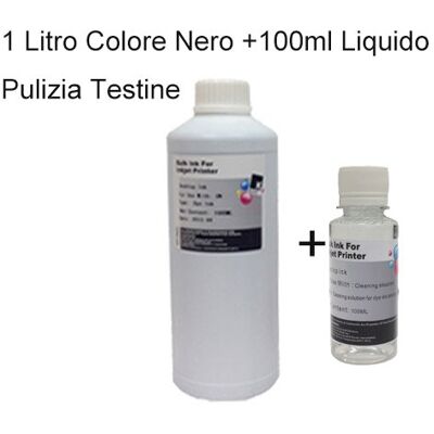 BELLIVESTORE Ricarica Cartucce Inchiostro Colore NERO 1000ml, 1 Litro universale Compatibile per Brother, Canon, Epson, HP, LEXMARK, XEROX, DELL, In Omaggio 100ml Liquido Pulizia Testine BELLIVESTORE Ricarica Cartucce Inchiostro Colore NERO 1000ml, 1 Litro universale Compatibile per Brother, Canon, Epson, HP, LEXMARK, XEROX, DELL, In Omaggio 100ml Liquido Pulizia Testine