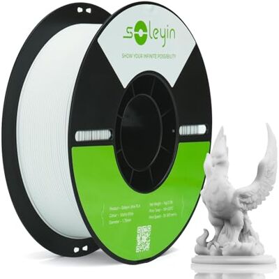 Creality Soleyin Filamento ultra PLA 1,75 mm, filamento per stampante 3D, 1 kg, alta velocità 30-300 mm/s, precisione ± 0,02 mm, per stampante 3D Ender K1 K2, serie FDM, bianco opaco Creality Soleyin Filamento ultra PLA 1,75 mm, filamento per stampante 3D, 1 kg, alta velocità 30-300 mm/s, precisione ± 0,02 mm, per stampante 3D Ender K1 K2, serie FDM, bianco opaco