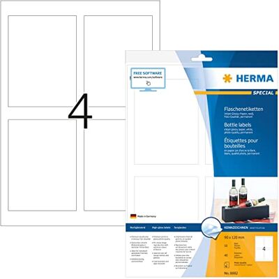 HERMA Etichette per Marcatura, 90 x 120 mm, Etichette Adesive A4 per Stampante, 4 Etichette per Foglio, Bianco HERMA Etichette per Marcatura, 90 x 120 mm, Etichette Adesive A4 per Stampante, 4 Etichette per Foglio, Bianco