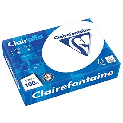 Clairefontaine Clairalfa 1950C 500 Fogli di Carta bianca Formato A4, 100 g per m2, Colore Bianco, 171 CIE Clairefontaine Clairalfa 1950C 500 Fogli di Carta bianca Formato A4, 100 g per m2, Colore Bianco, 171 CIE