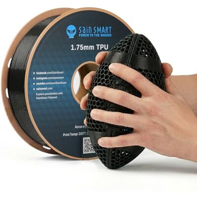 sainsmart Filamento TPU da 1,75 mm, confezione da 1 kg (2,2 libbre) in TPU flessibile 95A, precisione ±0,05 mm, filamento per stampanti 3D, compatibile con la maggior parte delle stampanti FDM, nero sainsmart Filamento TPU da 1,75 mm, confezione da 1 kg (2,2 libbre) in TPU flessibile 95A, precisione ±0,05 mm, filamento per stampanti 3D, compatibile con la maggior parte delle stampanti FDM, nero