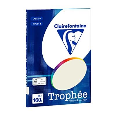 Clairefontaine 4168C Trophée Mini ReSMA de carta, 50 fogli, A4, 160 g, Grigio Perla Clairefontaine 4168C Trophée Mini ReSMA de carta, 50 fogli, A4, 160 g, Grigio Perla