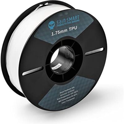 sainsmart Filamento TPU 87A 1,75 mm flessibile per stampante 3D in TPU, bobina da 1 kg, colore naturale sainsmart Filamento TPU 87A 1,75 mm flessibile per stampante 3D in TPU, bobina da 1 kg, colore naturale