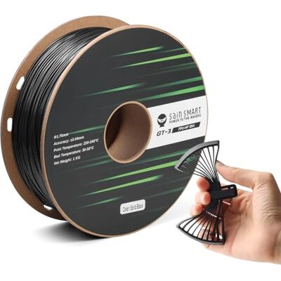 sainsmart High Flowability Filamento in TPU a tinta unita, 1,75 mm, per stampa ad alta velocità, 500 mm/s, 1 kg, colore: Nero sainsmart High Flowability Filamento in TPU a tinta unita, 1,75 mm, per stampa ad alta velocità, 500 mm/s, 1 kg, colore: Nero