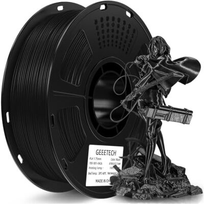 GEEETECH Filamento PLA 1.75 mm 1kg Spool per Stampante 3D Nero GEEETECH Filamento PLA 1.75 mm 1kg Spool per Stampante 3D Nero