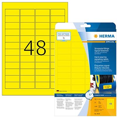HERMA Etichette per Marcatura, 45,7 x 21,2 mm, Etichette Adesive A4 per Stampante, 48 Etichette per Foglio, Giallo HERMA Etichette per Marcatura, 45,7 x 21,2 mm, Etichette Adesive A4 per Stampante, 48 Etichette per Foglio, Giallo